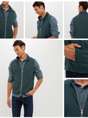 Peter Millar Deep Verdant Green and Navy Crown Layering Vest Size L